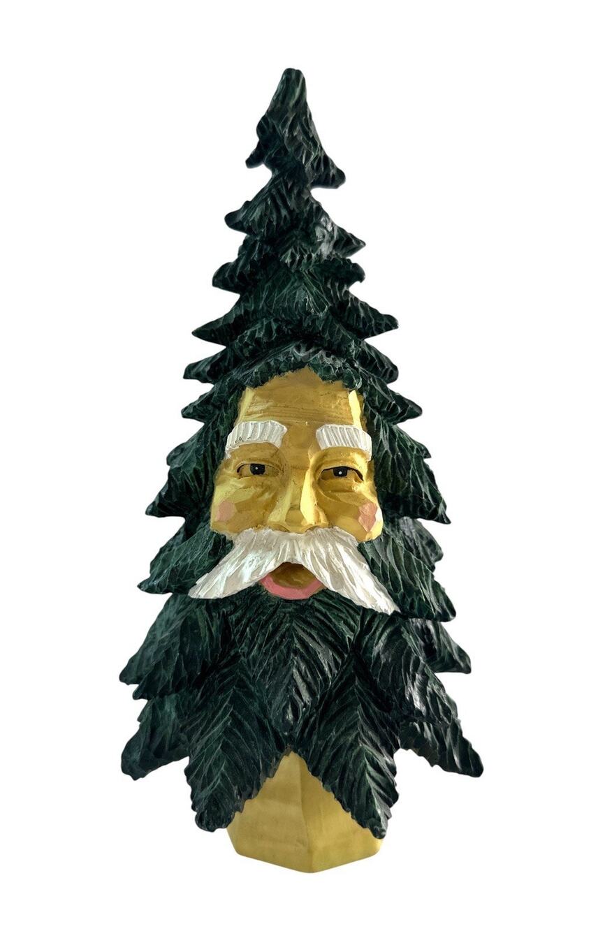 Vintage Rite Aid Santa Tree Figurine 9.25” Folk Art Carved Look Christmas Decor